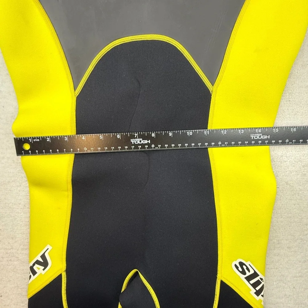 Slippery Shorty Wetsuit Mens Large Black Neon Yellow Neoprene Jet Ski Surf‎ L